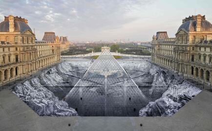 Revelan ilusión óptica que celebra los 30 años de la Pirámide del Louvre