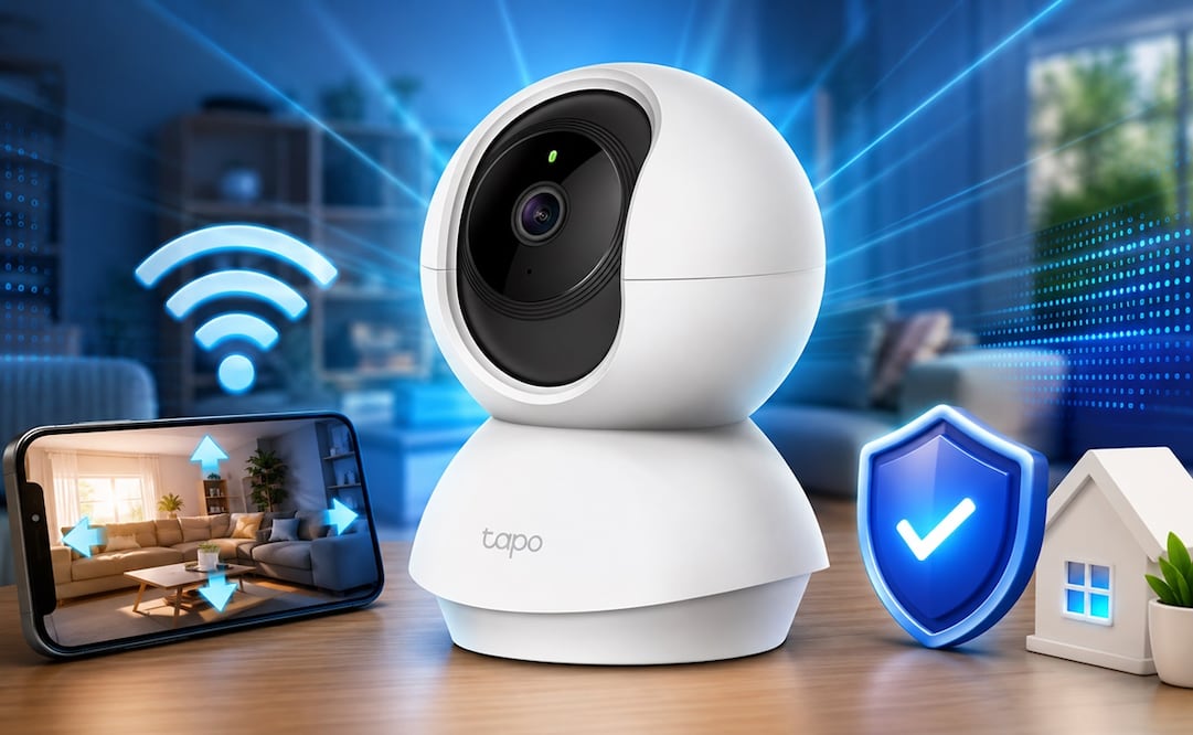 La Tapo TC70 es una cámara Wi-Fi para interiores que permite vigilar en tiempo real todo lo que sucede dentro de tu hogar. Foto: IA