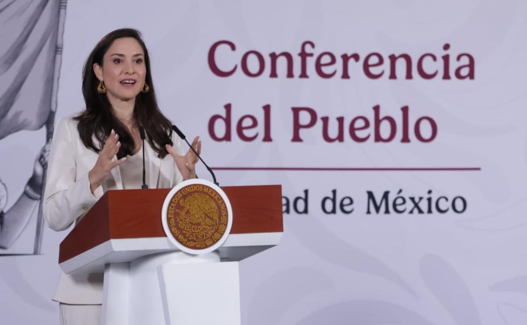 Claudia Curiel, secretaria de Cultura, durante la conferencia de prensa de la presidenta Claudia Sheinbaum desde Palacio Nacional (26/06/2026). Foto: Fernanda Rojas / EL UNIVERSAL