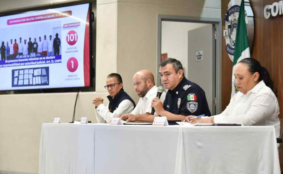 La Secretaría de Seguridad Pública (SSP) en colaboración con el Grupo de Coordinación para la Construcción de Paz en conferencia de prensa. Foto: Especial