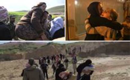 Captan dramático rescate; mujeres y niñas huyen del EI