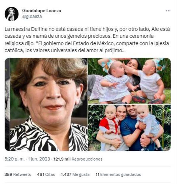 La escritora y periodista comparó cuestiones personales de ambas candidatas a la gubernatura del Edomex / Foto: Captura de tuit