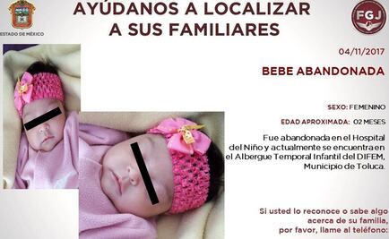 Abandonan a bebé de dos meses en hospital de Edomex