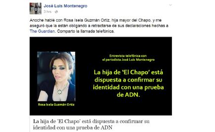 El Chapo's daughter is being forced to recant her statements: reporter of The Guardian