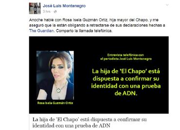 El Chapo's daughter is being forced to recant her statements: reporter of The Guardian