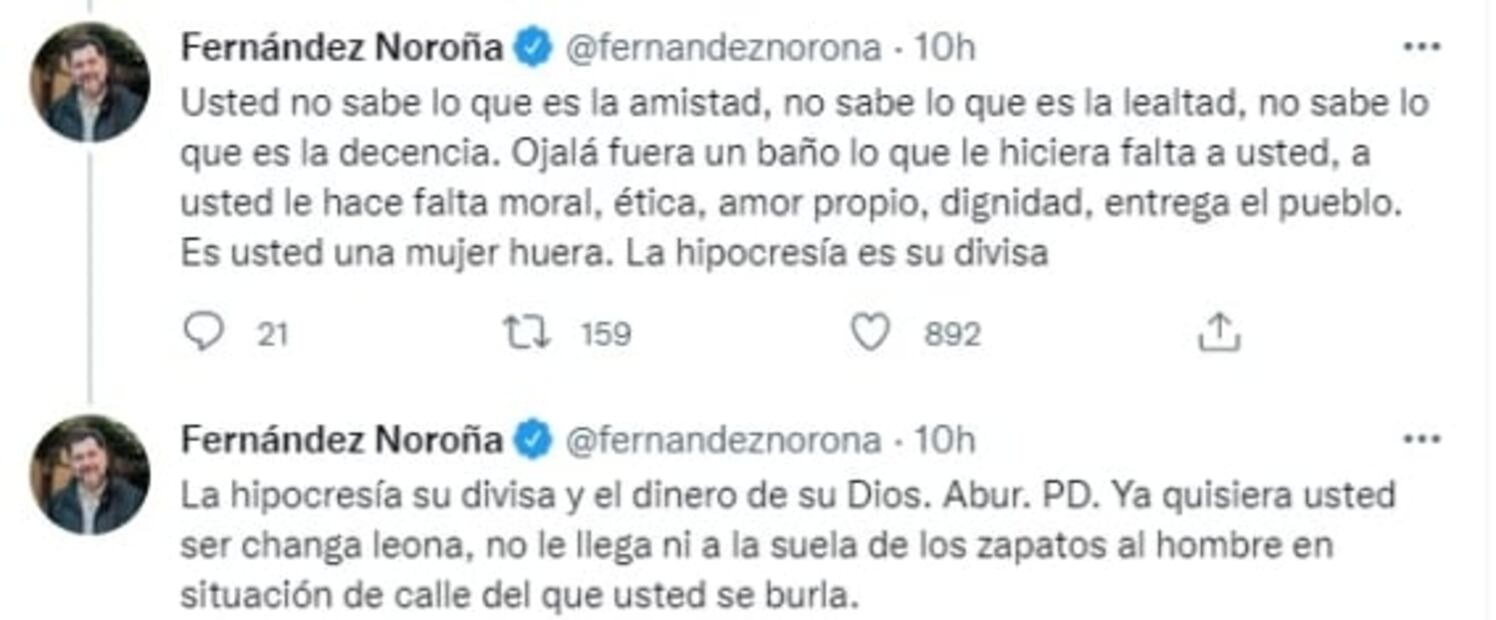 “Ya quisiera usted ser changa leona”: Otra vez Lilly Téllez y Fernández Noroña polemizan en redes