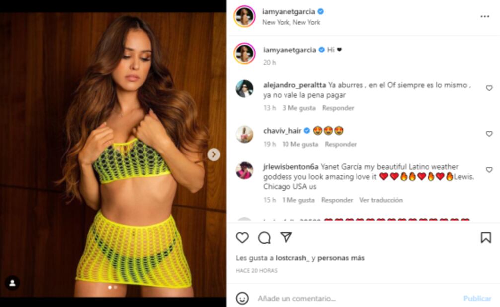 Las duras críticas a Yanet García por sus últimas fotos