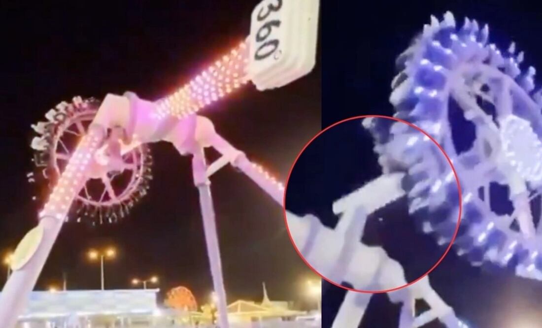 El juego mecánico, tipo 360, se descompuso cuando había personas a bordo. Foto: Captura de pantalla.