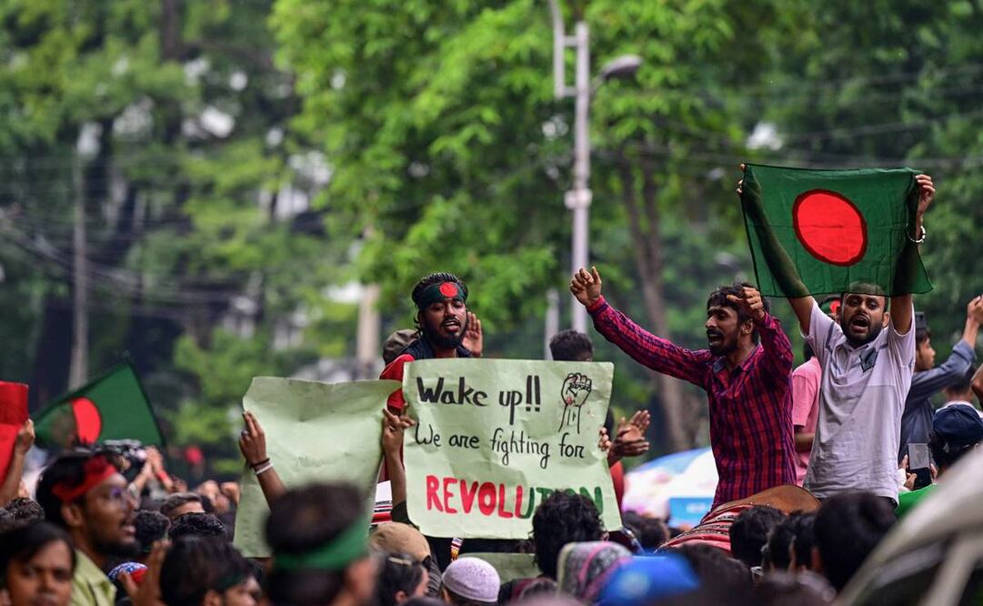 Jordana de protestas estudiantiles en Bangladesh. Foto: AFP
