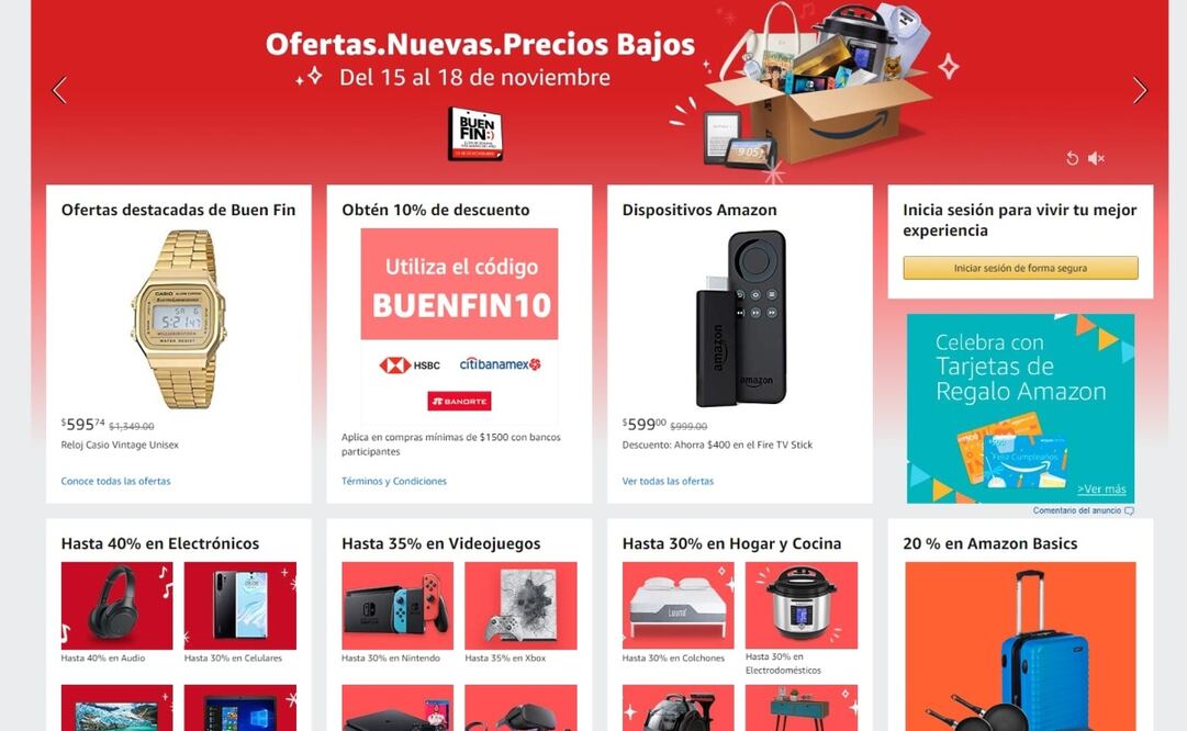 Amazon señaló en su sitio oficial que las ofertas y promociones estarán disponibles en el portal a partir del próximo viernes 15 de noviembre
