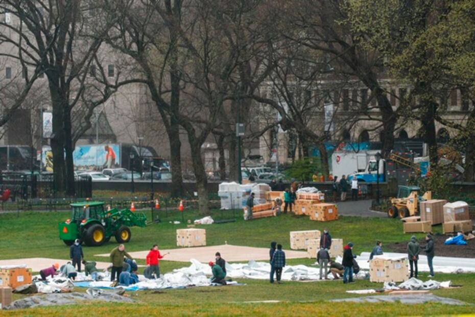 Instalan hospital de campaña en Central Park de NY para pacientes de Covid-19
