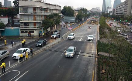 Realizan primeras adecuaciones viales en el doble túnel de Mixcoac