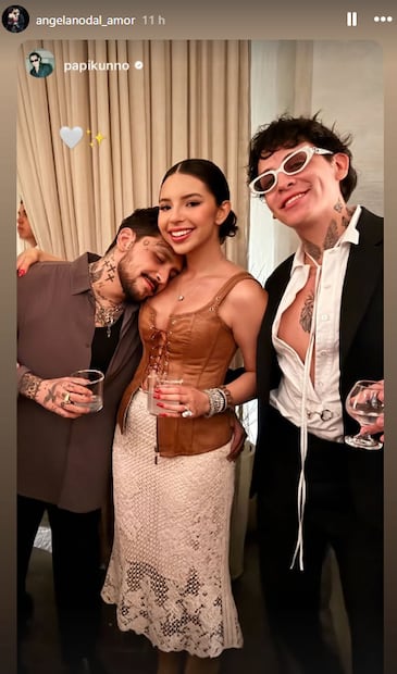 Christian Nodal, Ángela Aguilar y Kunno.
Instagram angela_aguilar_