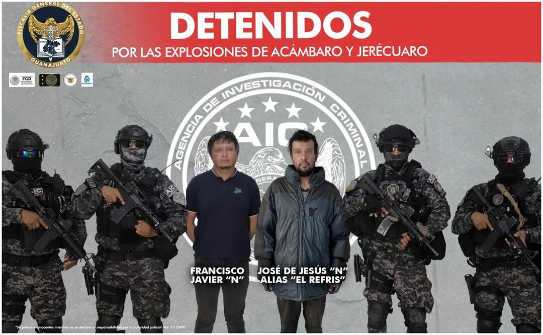 Este 30 de octubre, se informó sobre la detención de dos sujetos presuntamente implicados en explosiones de coches bomba en Acámbaro y Jerécuaro, Guanajuato. Foto: Especial