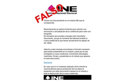 Alerta INE difusión de correos falsos a su nombre