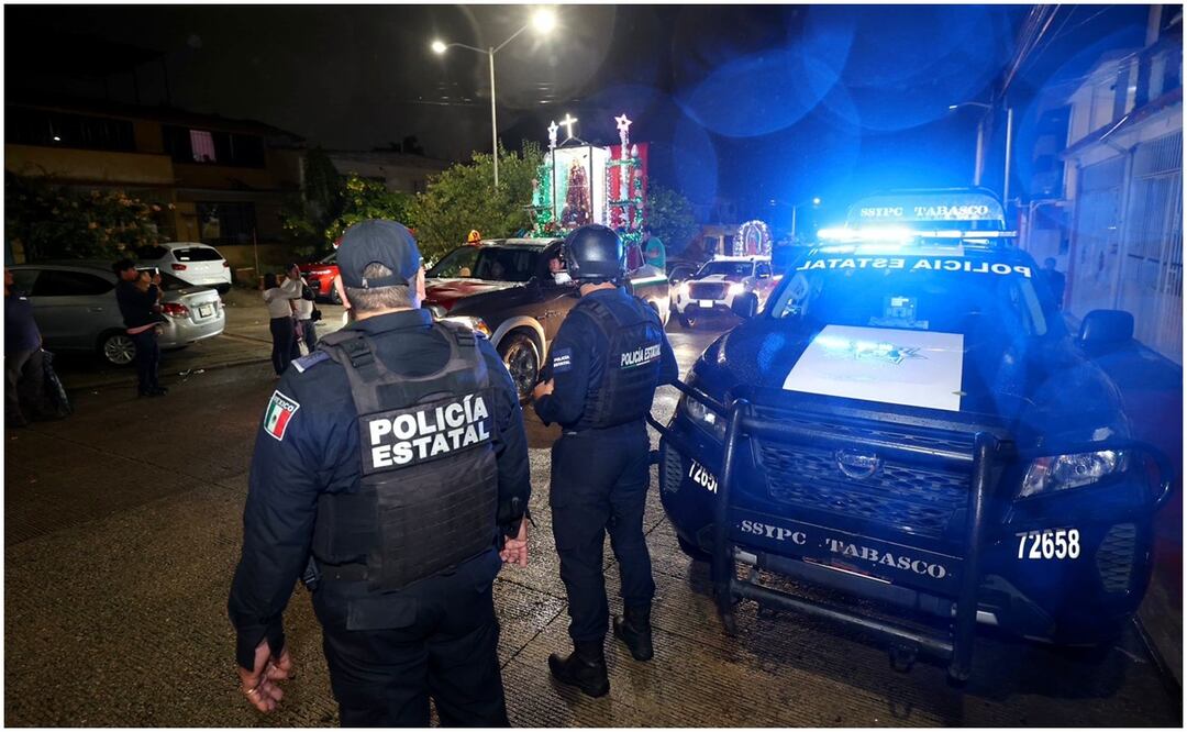Operativo de vigilancia en Tabasco por celebración de la Virgen de Guadalupe (11/12/2024). Foto: Especial