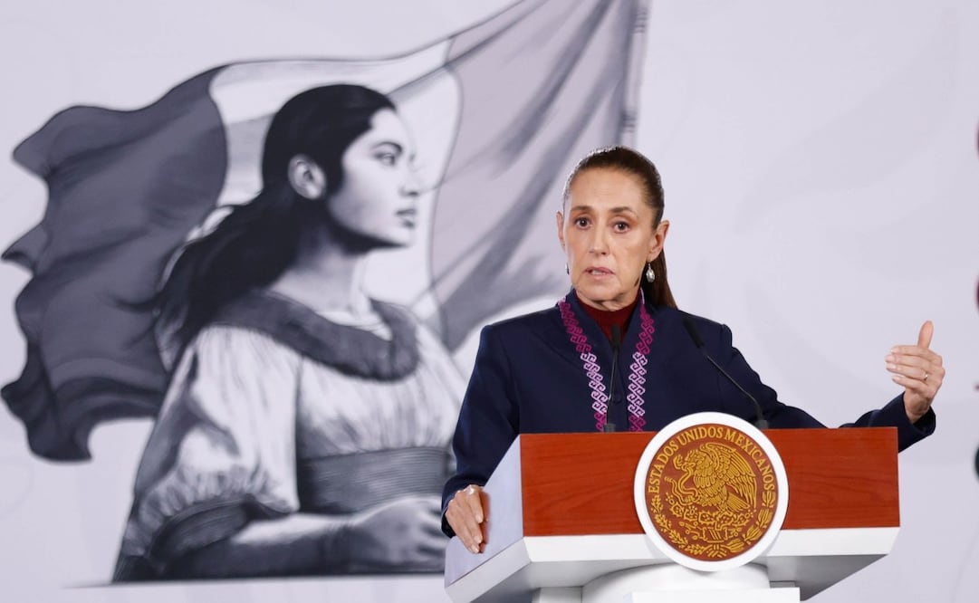 La presidenta Claudia Sheinbaum en la “Mañanera del Pueblo” del 11 de agosto de 2026 en Palacio Nacional. Foto: Diego Simón Sánchez/ EL UNIVERSAL
