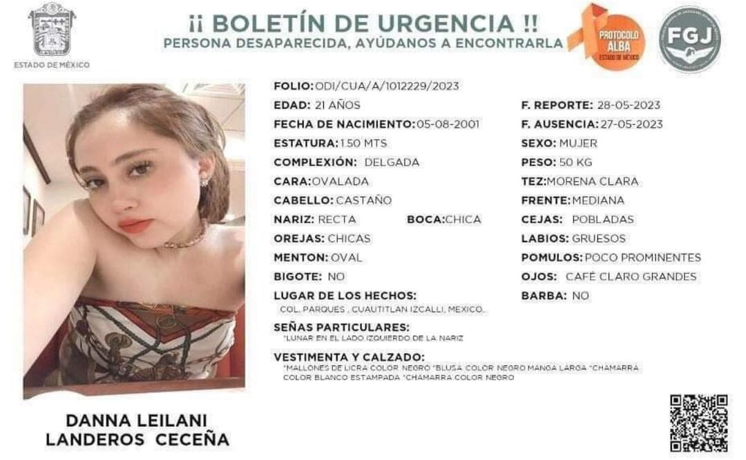 Danna Leilani de 21 años de edad desapareció el 27 de mayo. Foto: Especial