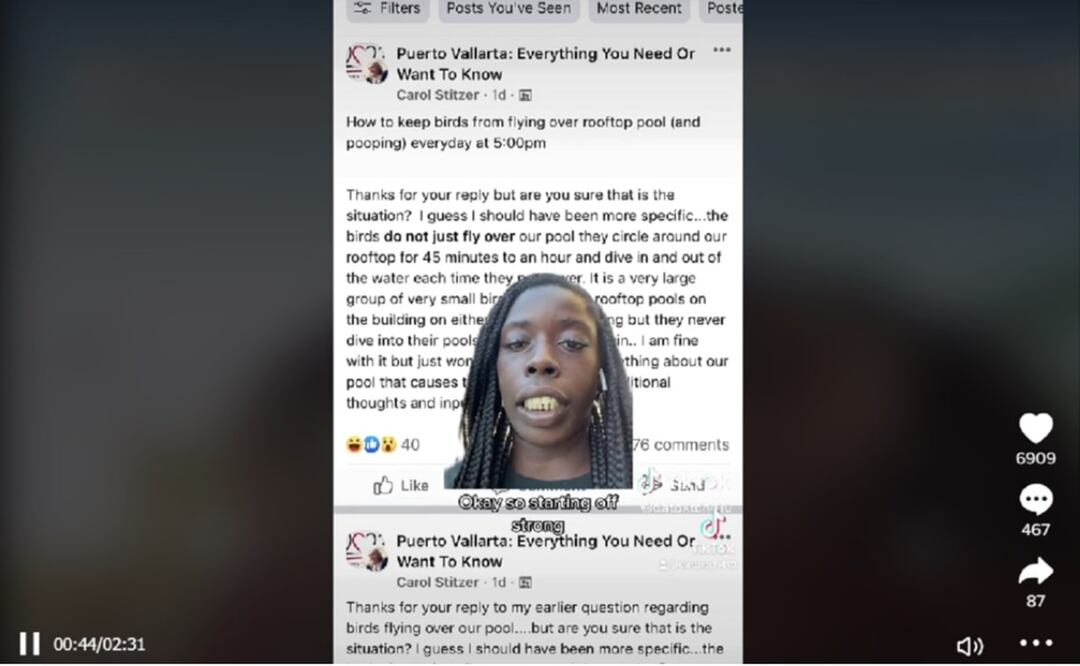 La chica exhibió varios posteos del grupo de Facebook donde ella se registró y que le parecierton molestos. FOTO: Captura de TikTok