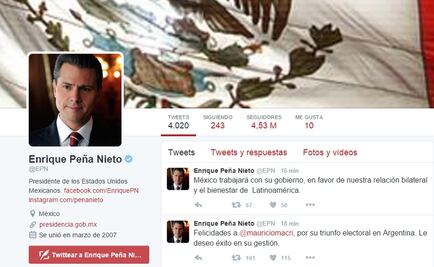 Felicita Peña Nieto a Macri por triunfo electoral