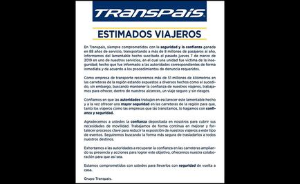 Empresa confirma secuestro de pasajeros en Reynosa