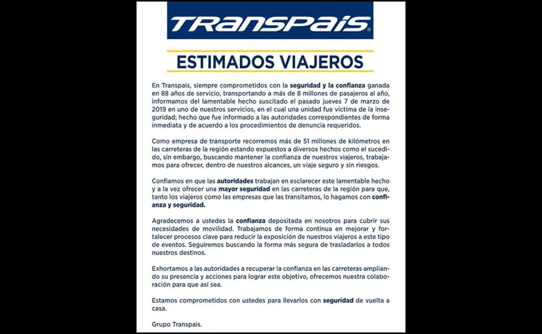 Foto: tomada de Facebook  @Transpais