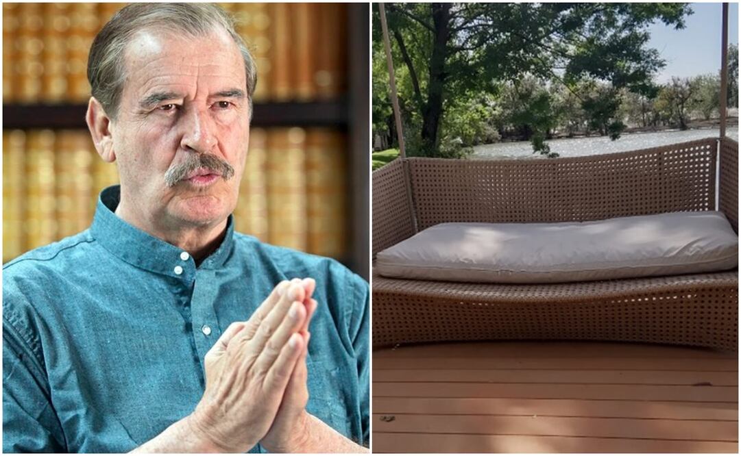 Vicente Fox mostró el sillón que hace 30 años le dio Salinas Pliego. Foto: X @VicenteFoxQue
