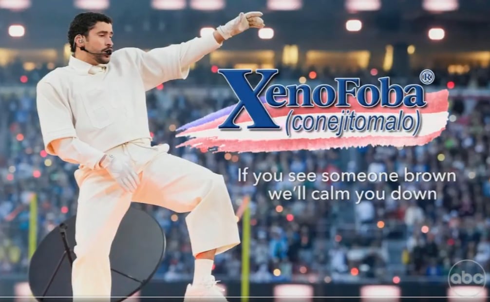 La parodia recomienda un medicamento que promete combatir los pensamientos racistas y xenófobos. Foto: X