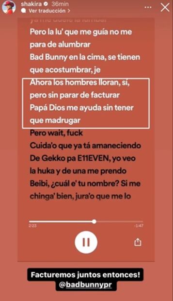 La colombiana hizo un guiño al Conejo malo para una próxima colaboración. Foto: Instagram