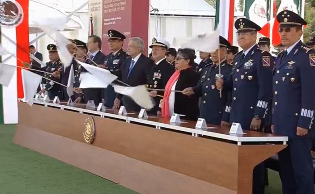 Banderazo de salida a etapa final de libros de texto gratuitos, en Santa Lucía. Foto: Captura de pantalla