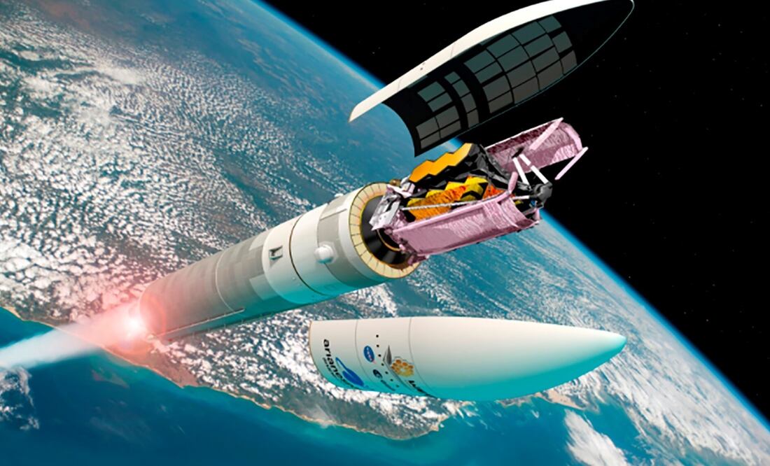 Representación del James Webb en órbita. Foto: NASA / EFE