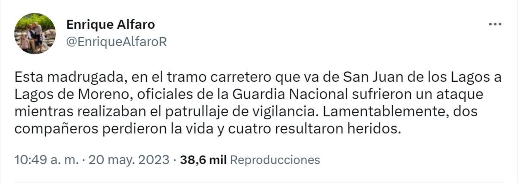 Enrique Alfaro informa muerte de GN. Foto: Twitter