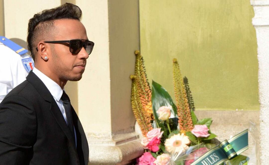 Hamilton durante la ceremonia de despedida a Bianchi. Reuters