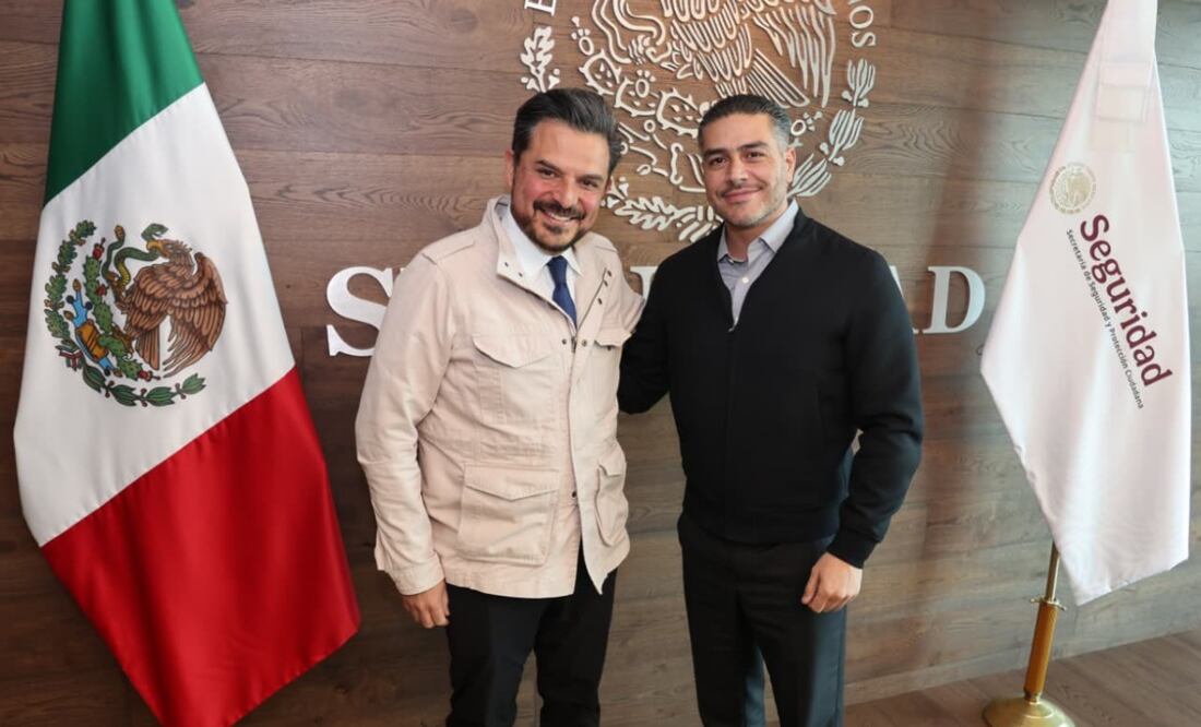 Omar García Harfuch se reúne con Zoé Robledo en busca de garantizar seguridad a trabajadores y derechohabientes del IMSS (30/10/2025). Foto: Especial