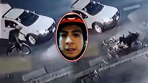 Ciclista sufre aparatosa caída por evitar ser arrollado