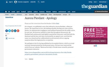 The Guardian se disculpa con Aurora Pierdant