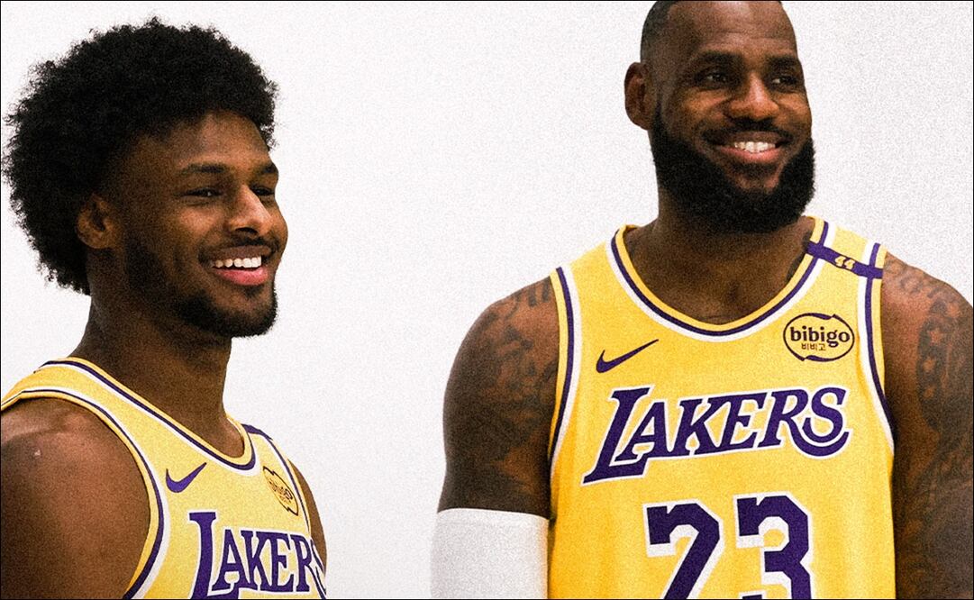 LeBron James posa con su hijo y compañero de equipo Bronny / Foto: ESPECIALES