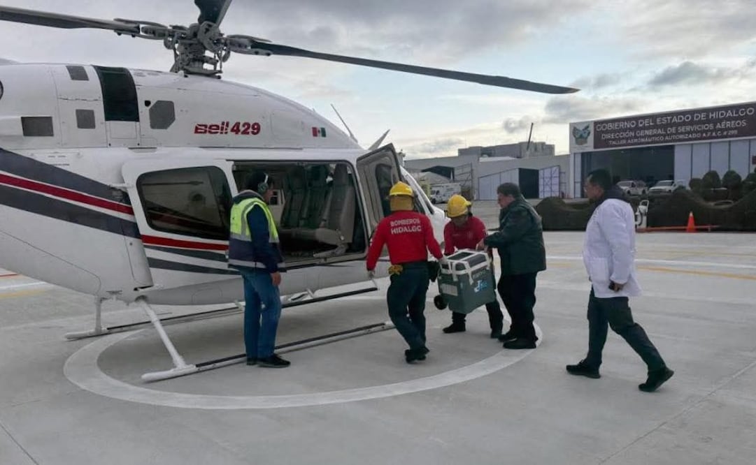 Hidalgo realiza el primer traslado aéreo de corazón en lo que va de la actual administración; fue llevado al Hospital La Raza en CDMX(085/02/2026). Foto: Especial