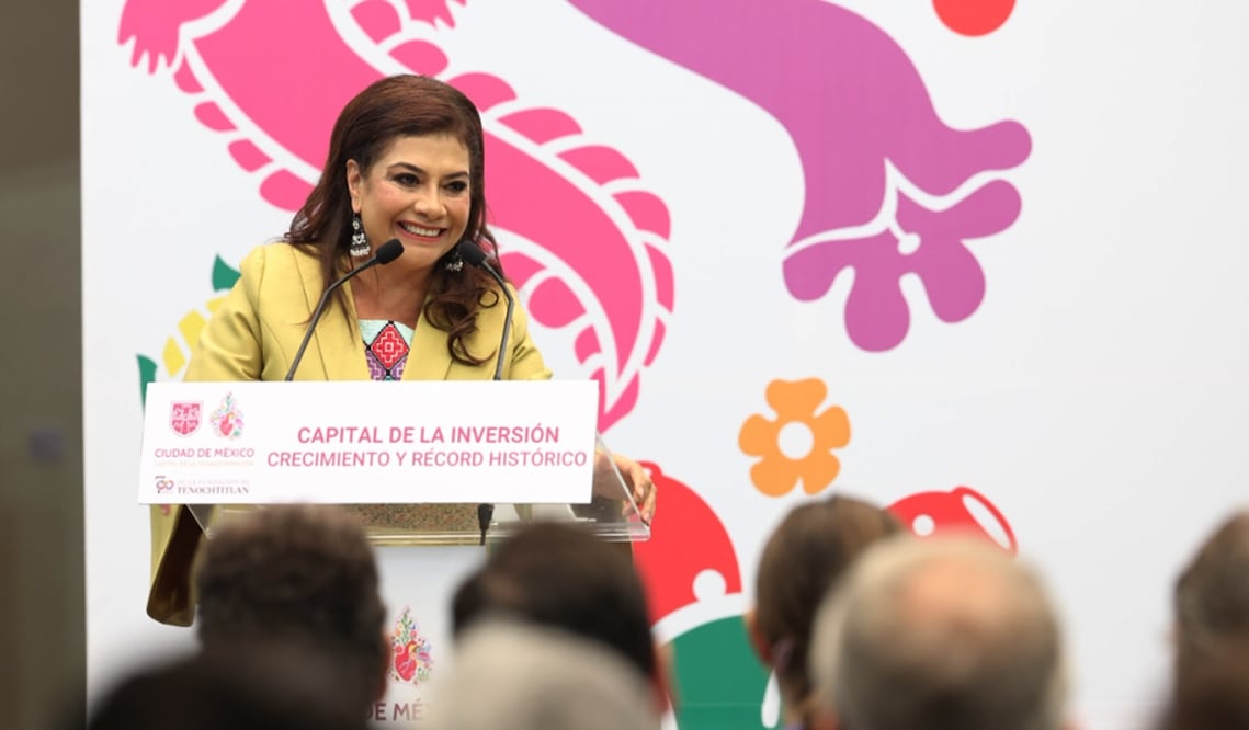 La jefa de Gobierno, Clara Brugada, destacó que la Ciudad de México sigue siendo “el polo más atractivo” para la Inversión Extranjera Directa del país, el viernes 10 de octubre de 2025. Foto: especial