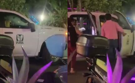 VIDEO. Usan vehículo del IMSS en zona de antros de Quintana Roo