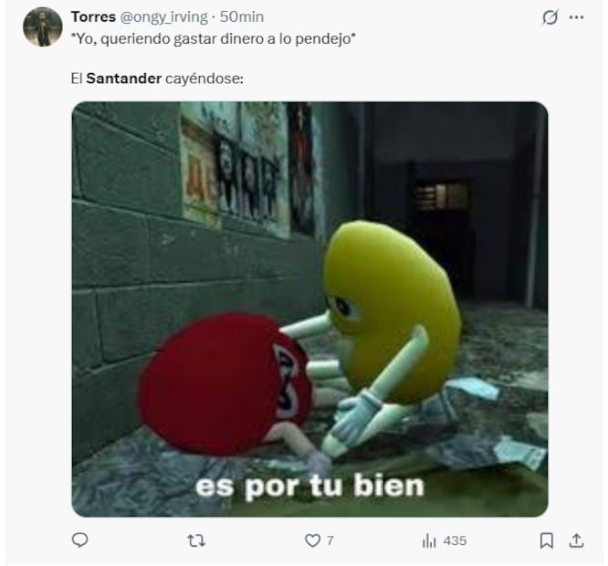 Este viernes, clientes de Santander reportaron fallas en la aplicación móvil de la institución bancaria. Foto: Captura de pantalla X