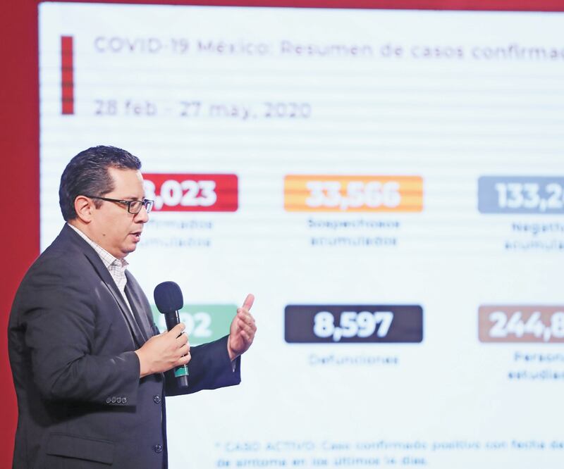 José Luis Alomía, director General de Epidemiología de la Secretaría de Salud, dio los números de la pandemia en la conferencia de prensa. Foto: VALENTE ROSAS. EL UNIVERSAL