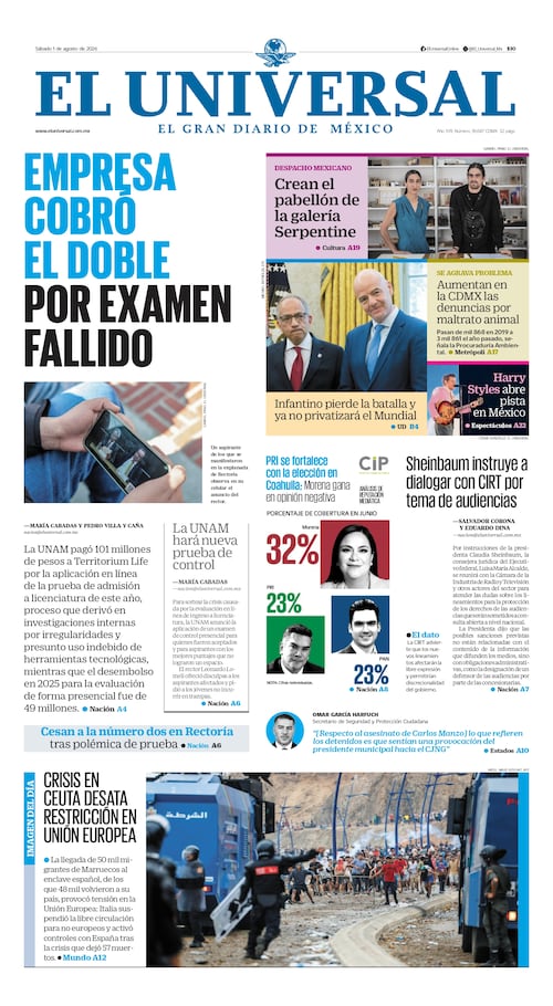 Portada impresa del 1 de agosto de 2026