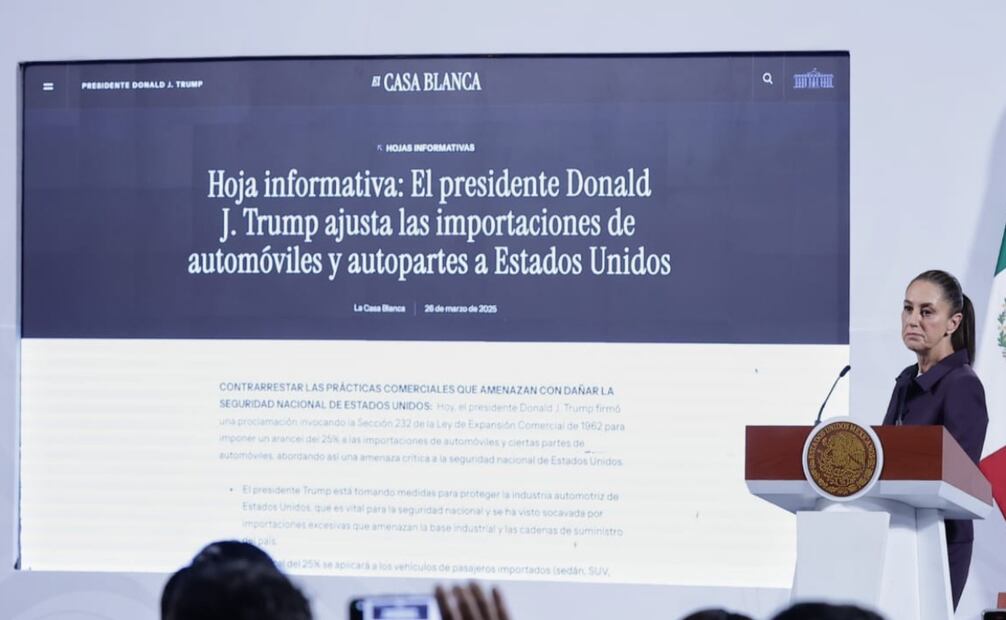 La presidenta Claudia Sheinbaum dijo que el objetivo ante la oposición de aranceles por parte de Estados Unidos es que no se pierda un solo empleo, sino que se tengamos la posibilidad de seguir generando empleo. Foto: Fernanda Rojas / EL UNIVERSAL