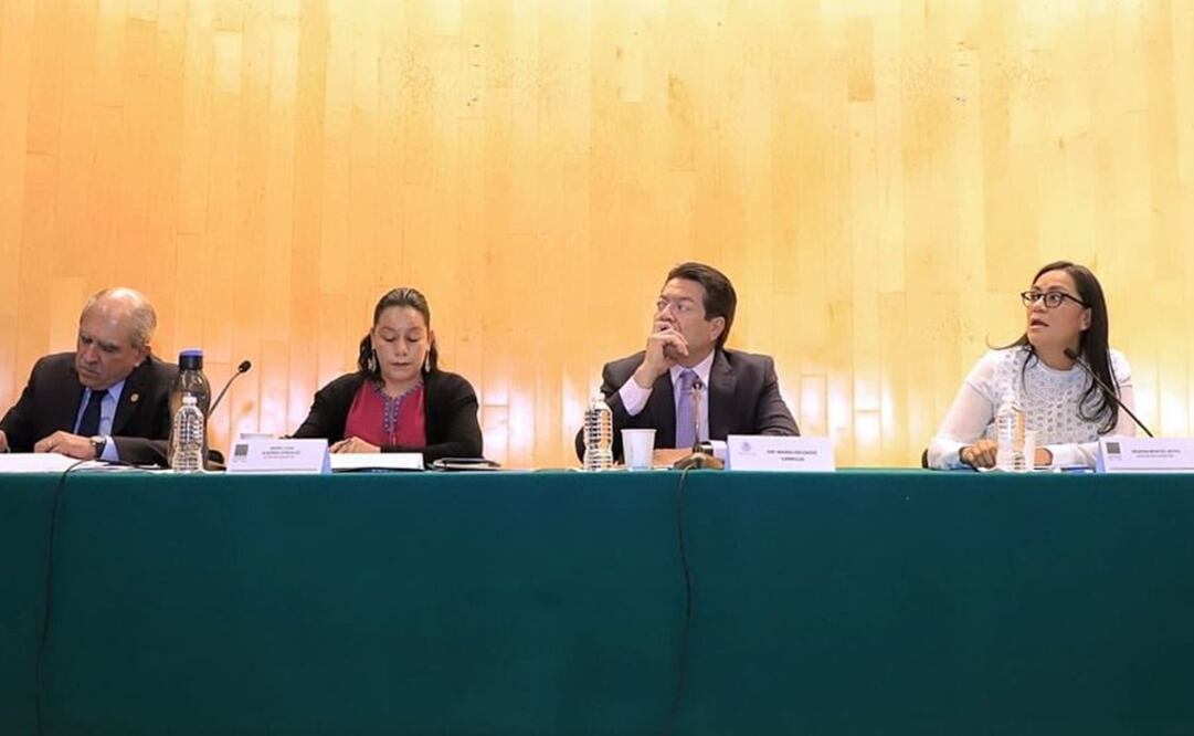 La secretaria del Bienestar, María Luisa Albores y el coordinador de los diputados de Morena, Mario Delgado. Foto: Especial