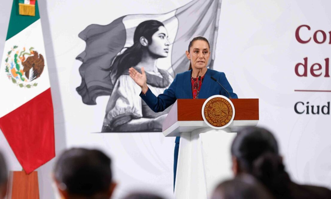 La presidenta Claudia Sheinbaum durante la mañanera del 22 de octubre de 2025. Foto: Diego Simón Sánchez/EL UNIVERSAL