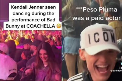 TikTok: Peso Pluma y Kendall Jenner bailan durante show de Bad Bunny en Coachella