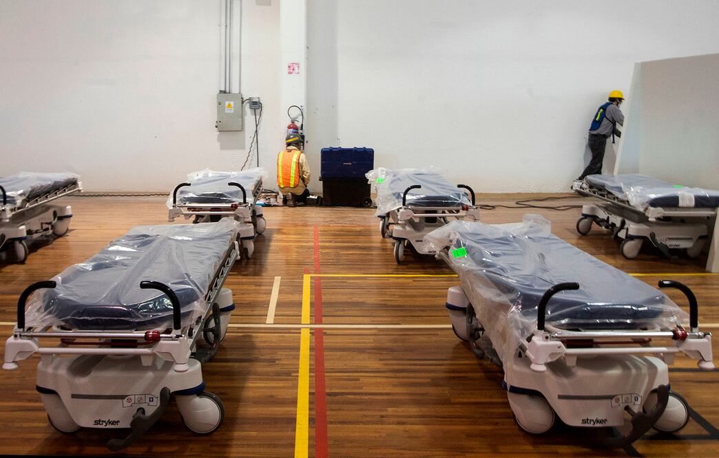 Hospital improvisado en Nuevo León. AFP