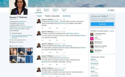 Comisionada de Atención a Víctimas presenta renuncia en Twitter