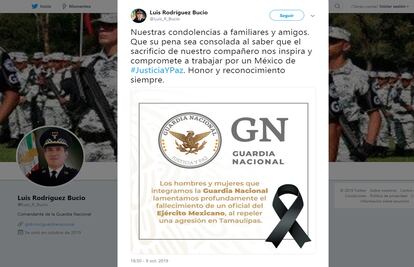 Comandante de la Guardia Nacional abre cuenta de Twitter